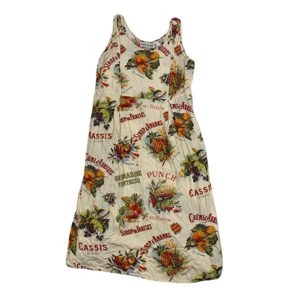 Jams World vintage Summer Fruit Print French Picnic Hawaiian Retro Dress Large
